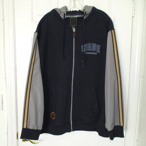 Converse Dwyane Wade Mens L/S Navy Cotton Hoodie Varsity Jacket NWOT - 2XL
